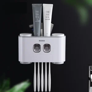 toothbrush holder set storage rack toothbrush rack no hole automatic toothpaste squeezing device free global shipping