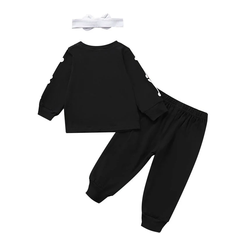 

Autumn Baby Boys Long Sleeve Letters Print Sweatshirt Tops+Floral Pants Trouser With Headband Costume Set