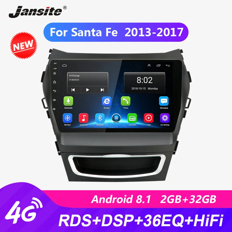 Jansite 9 &quotАвтомобильный Радио плеер для Hyundai Santa fe 2013 2017 Авторадио Android 2G + 32G