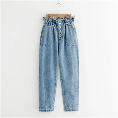 light blue Новые джинсовые брюки прямого покроя, женские джинсы с эластичной резинкой на талии, шикарные повседневные джинсы для девочек, женские крутые базовые джинсы полной длины - Цвет: light blue