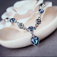 2021 newest elegant delicate heart bracelet rhinestone ocean heart bracelet for women wedding bridal bracelet party fine jewelry