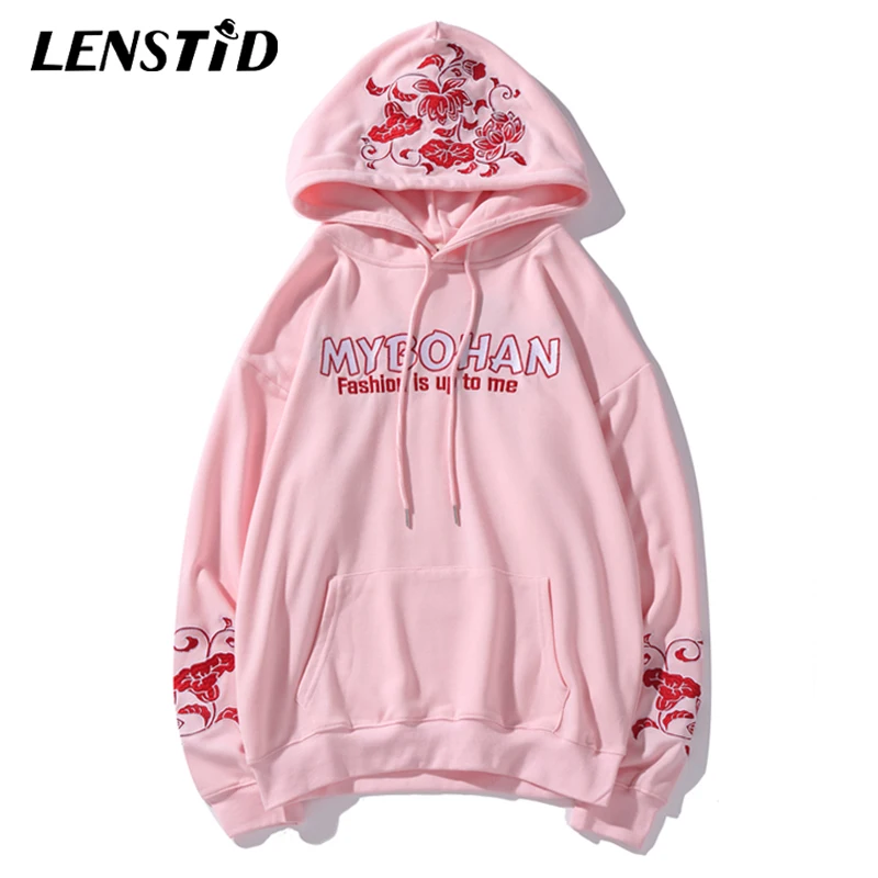 LENSTID 2019 Harajuku городская уличная Толстовка с вышивкой для мужчин в японском стиле