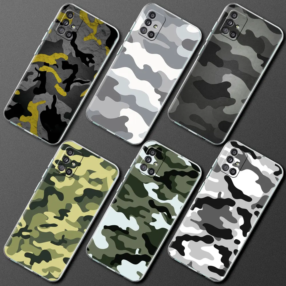 

Clear Case For Samsung Galaxy A51 A12 A21s A71 A52 A31 A32 A02s A22 A11 A03s A72 A42 Phone Cover Army Military Camouflage Shell