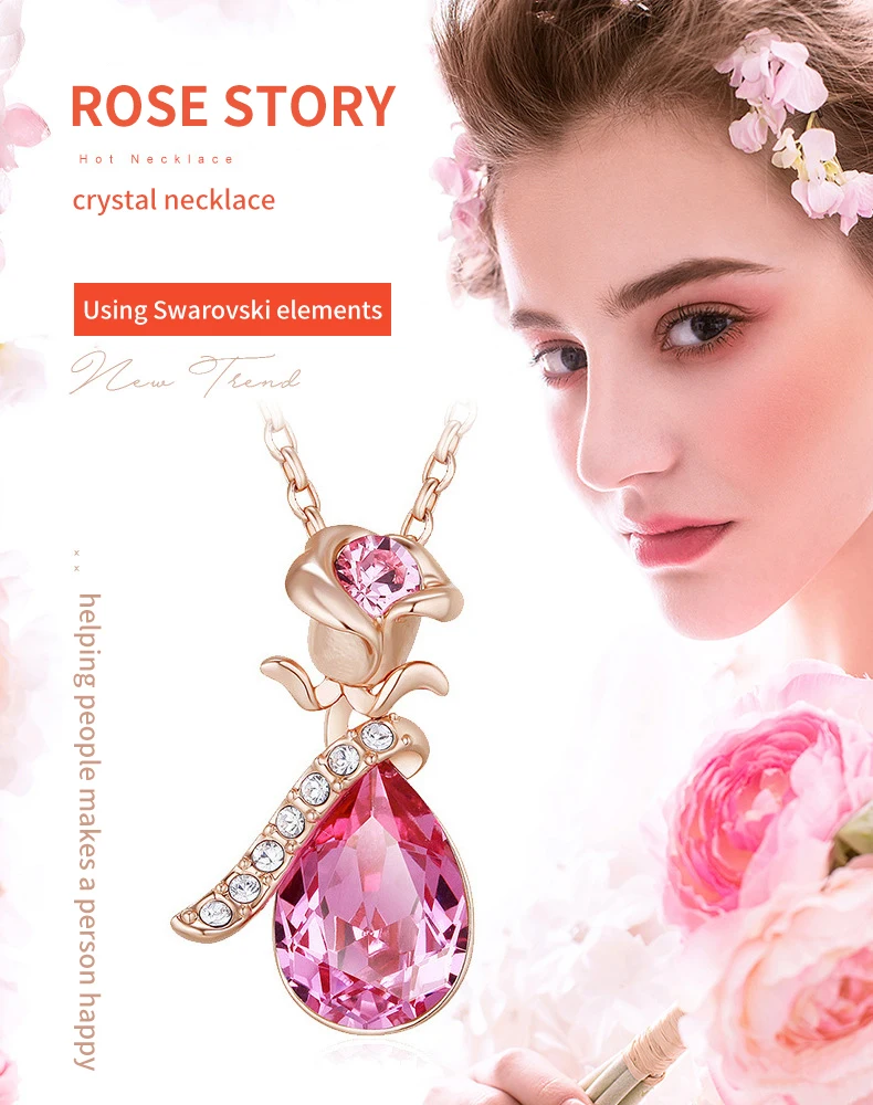 Ожерелье Warme Farben с кристаллами Swarovski для женщин, европейская Роза, Хрустальная подвеска, ожерелье, хорошее ювелирное изделие, колье