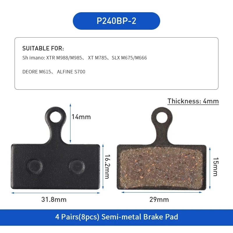 1Pairs/2PCS MTB Mountain Hydraulic Disc Brake Pads Semi-Metallic Bike for SHIMANO SRAM AVID HAYES Cycling Part | Спорт и развлечения