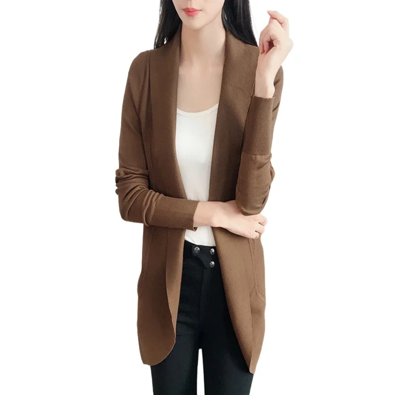 

Cardigan jacket women's mid-length large size long-sleeved sweater women's outer wear spring and autumn new sweater loose