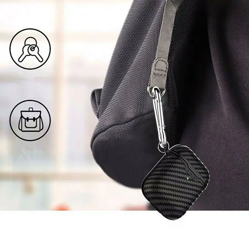 Мини беспроводные bluetooth наушники чехол для Apple AirPods ударопрочный Тонкий чехол из углеродного волокна чехол для Air Pods защитный FS