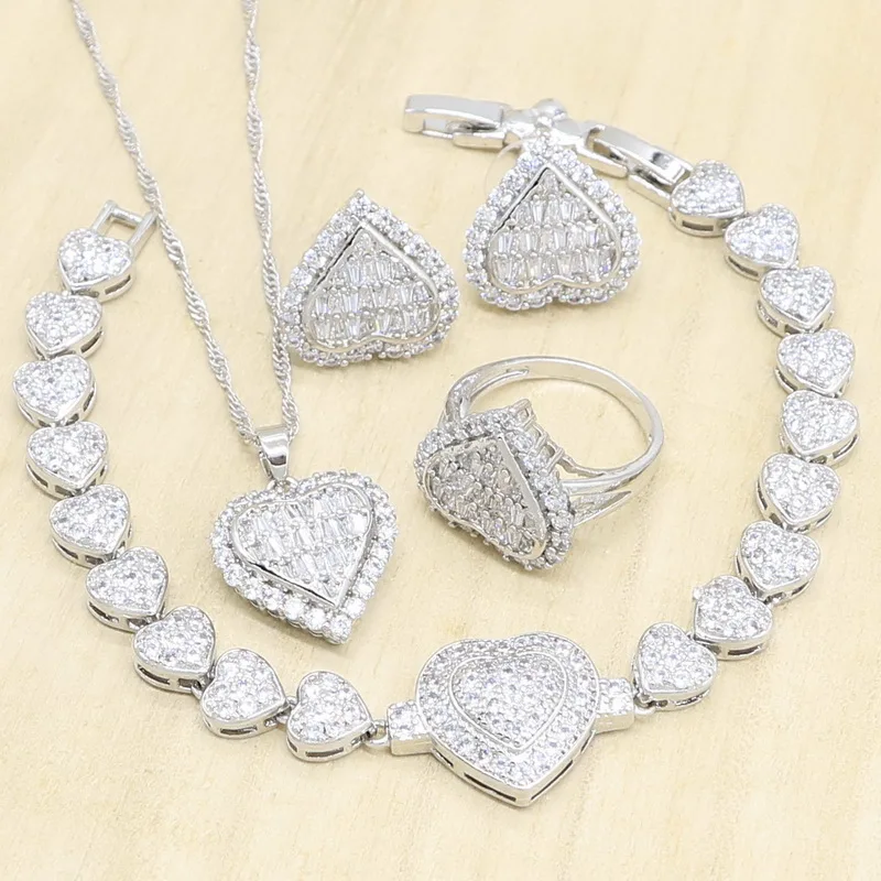 Женский ювелирный комплект из колье сердца серёг и браслета | Украшения