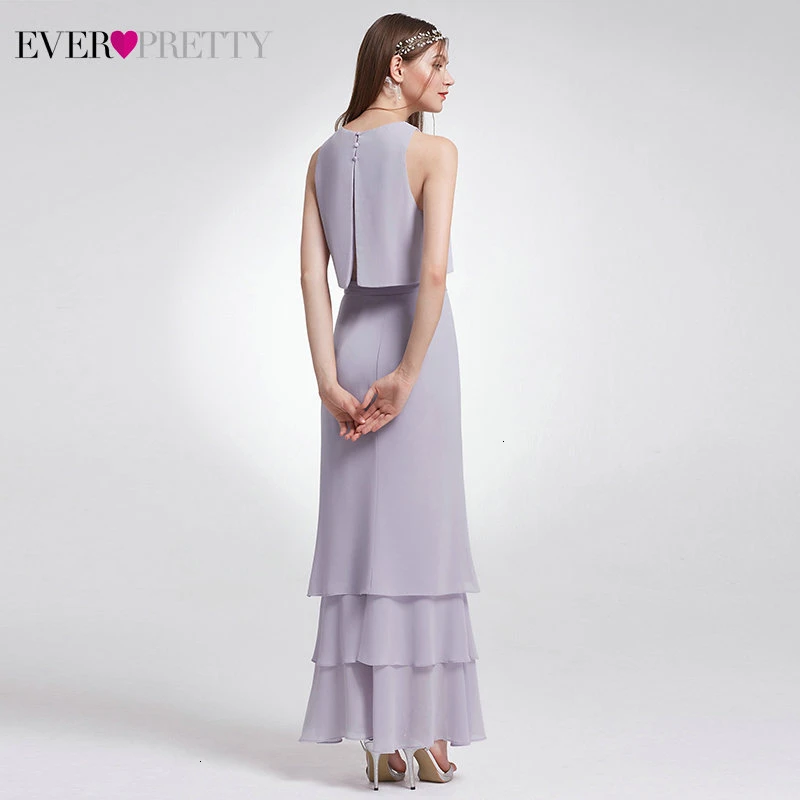Элегантное платье подружки невесты из двух частей Ever Pretty; простое шифоновое платье с круглым вырезом и оборками для свадебной вечеринки; Sukienki; EP07173