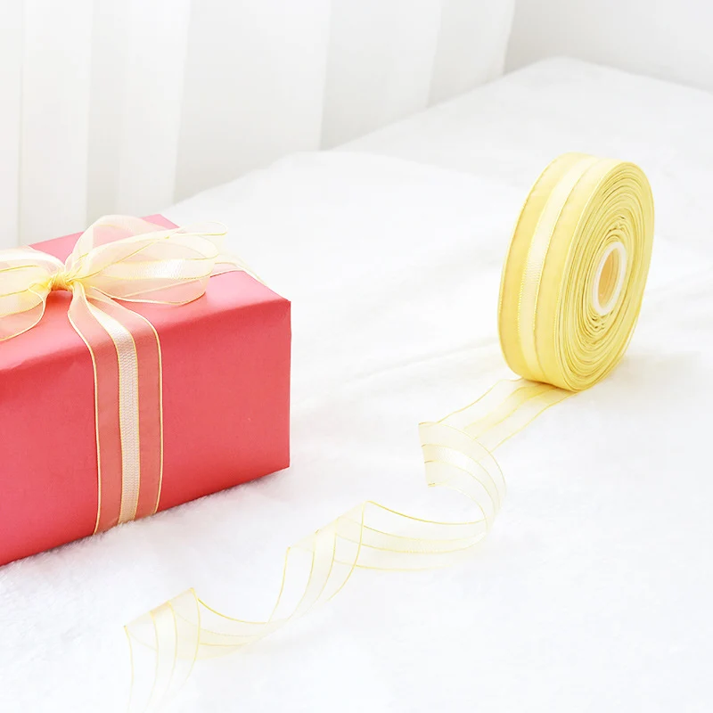 Лента шелковая в полоску 38/65 мм 2 ярда для упаковки подарков | Дом и сад