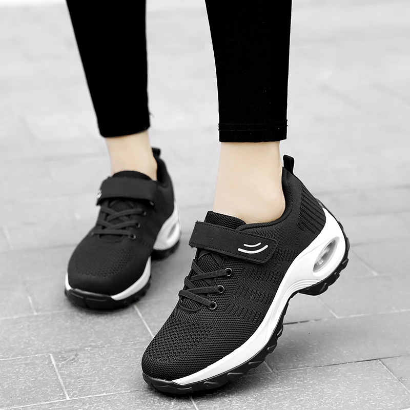 Women Shoes Sport Fashion Platform Sneakers Height Increase Ladies Wedge Lace Up Running Woman Thick Soled Footwear | Спорт и