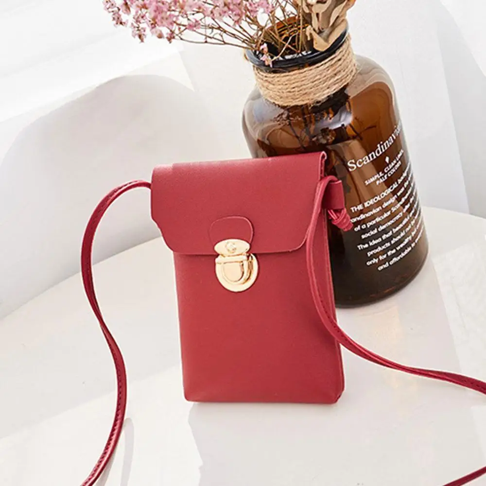 1 шт. сплошной цвет ретро женский кошелек кожаный для монет сотовый телефон мини