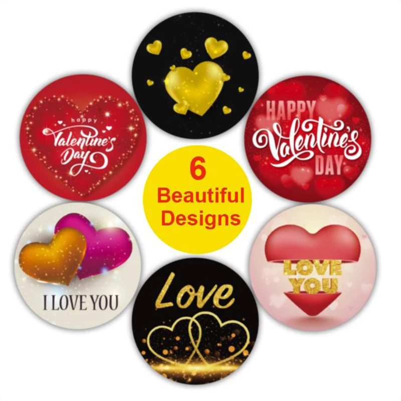 

500PCS Round Valentine Hearts Thank You Stickers Labels Sticky Sticker Paper Decoration Scrapbooking Sealing Stationery Supplies