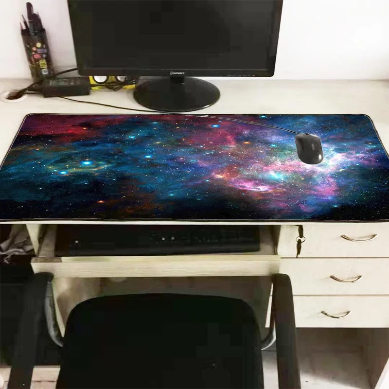 XGZ Large Waterproof Mouse Pad Rubber Gaming Keyboard Desk Mat with Locking Edge Outer Space Stars Nebulae Wrist Rest | Компьютеры и