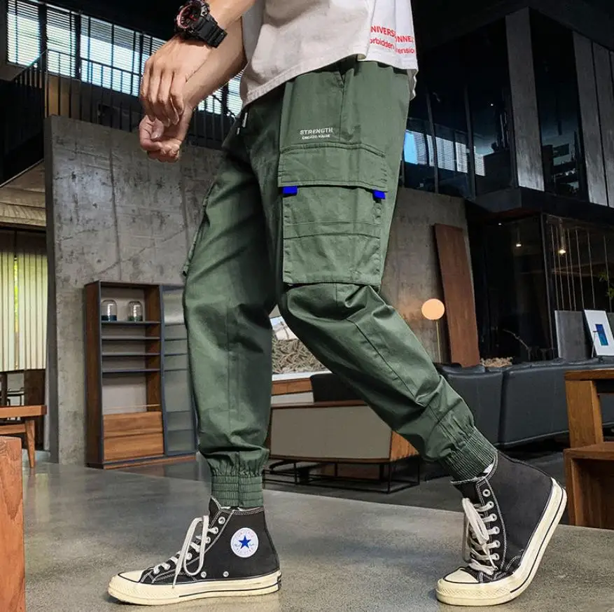 Свободные брюки большого размера мужские осенние тонкие обтягивающие летние