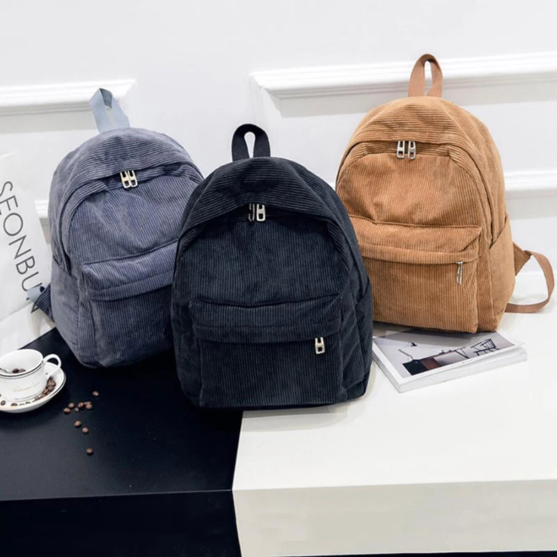 Женский вельветовый рюкзак из мягкой ткани для подростков повседневный в