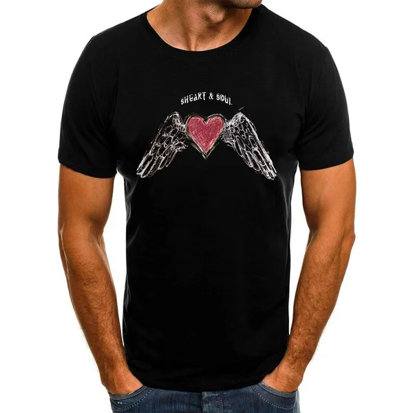 

heart and soul Summer T Shirts Man Short sleeve T-shirt Short sleeve Mens Tees Cotton O Neck Tops Tee