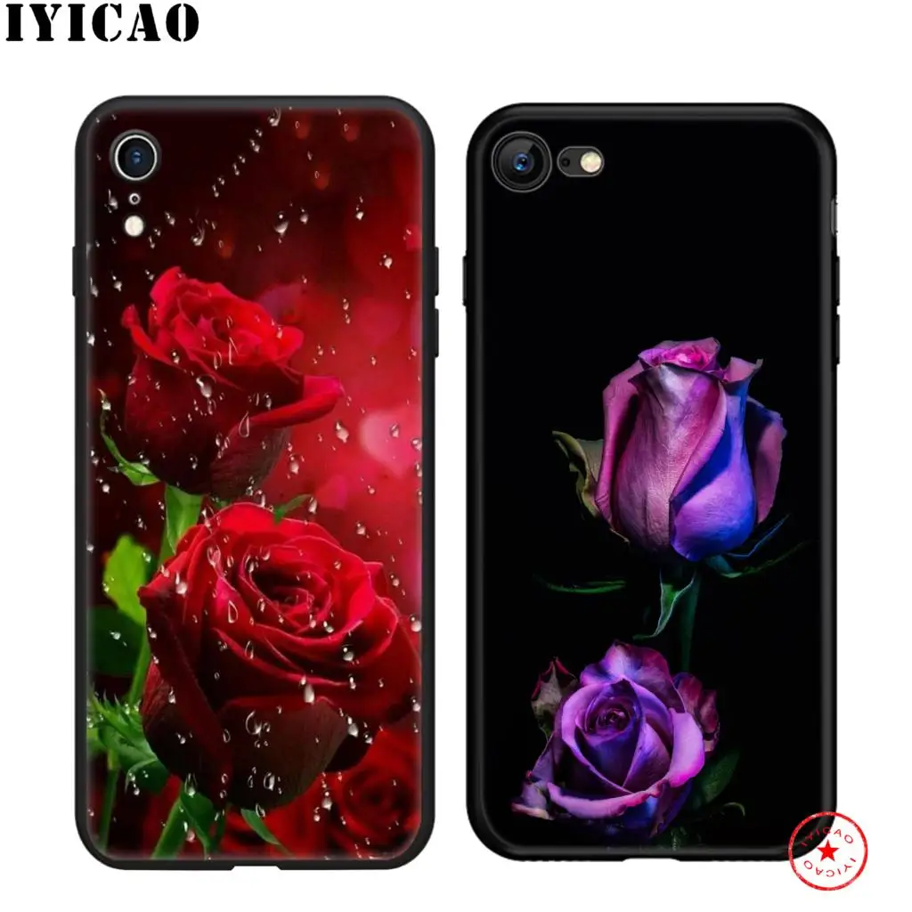 IYICAO классный розовый цветной мягкий черный силиконовый чехол для iPhone 11 Pro Xr Xs Max X