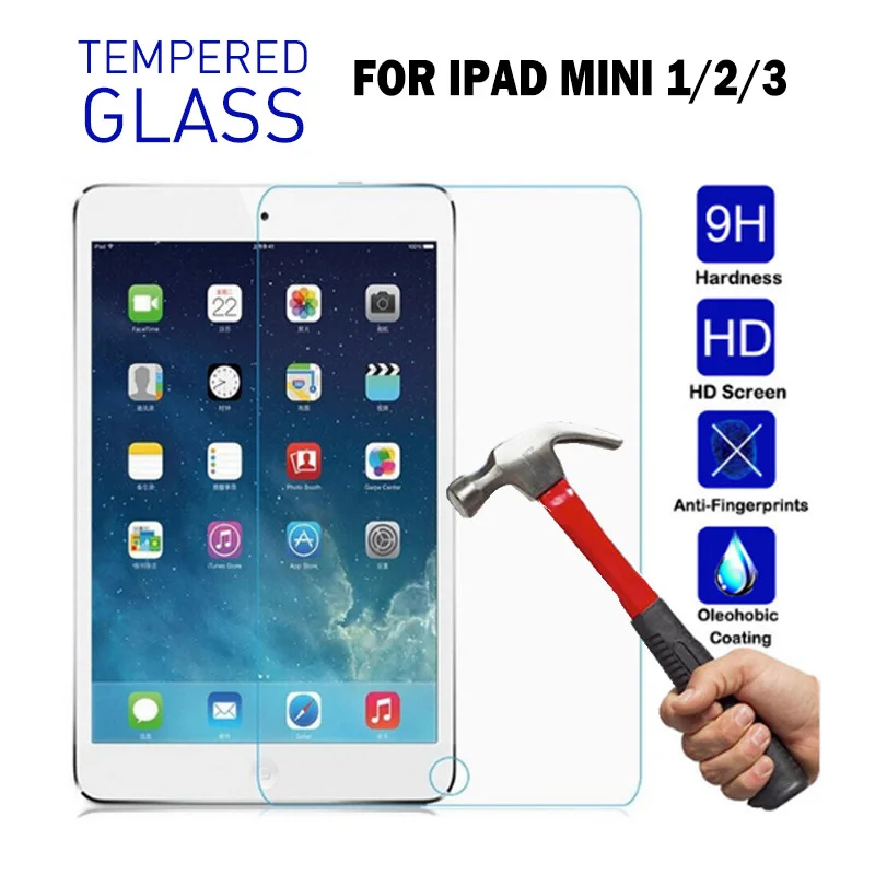 Tempered Glass Бизнес-чехол из искусственной кожи для Ipad Mini 2 3, флип-чехол с подставкой, умный чехол для Apple Ipad Mini 3, 7,9 дюйма, Fundas с отделением для карт - Цвет: Tempered Glass