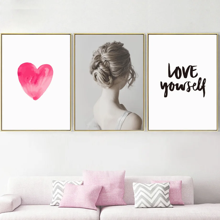 Розовые воздушные шары сердце девушка цветок Любовь Искусство Картина на холсте