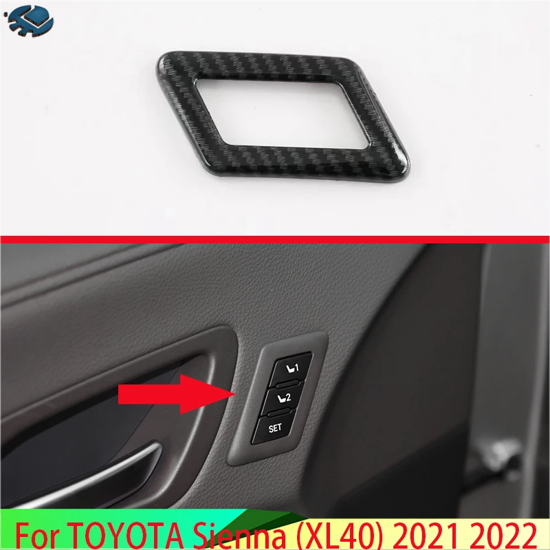 

For TOYOTA Sienna (XL40) 2021 2022 Car Accessories Carbon Fiber Style Car Memory Recollection Seat Adjustment Knob Frame Trim