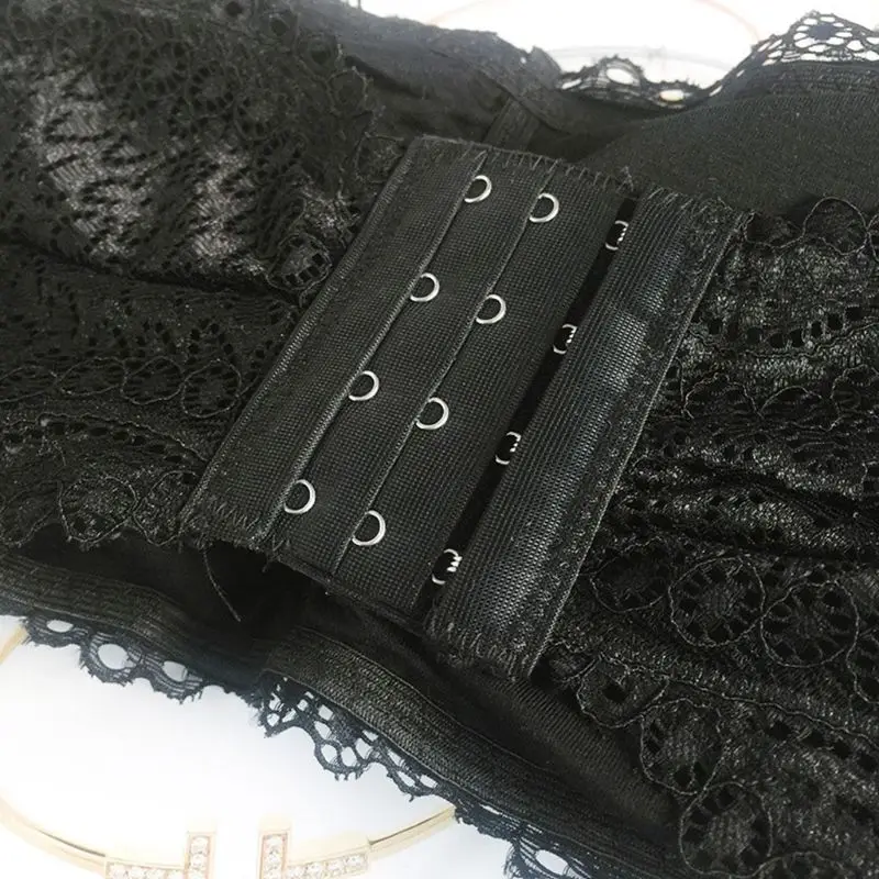 

Womens Floral Lace Seamless Bandeau Wire Free 4-Hook Bralette Strapless Tube Top