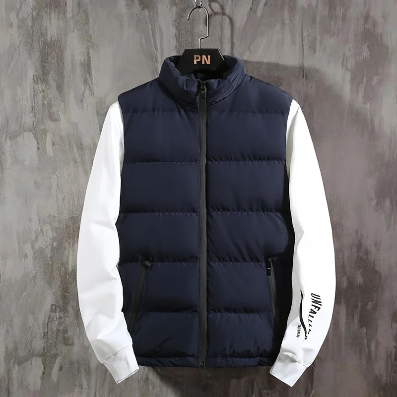 

Winter Sleeveless Jacket for Men Casual Warm Solid Colour Parkas Vest Male Slim Fit Zipper Work Vests Waistcoat Plus Size M-5XL