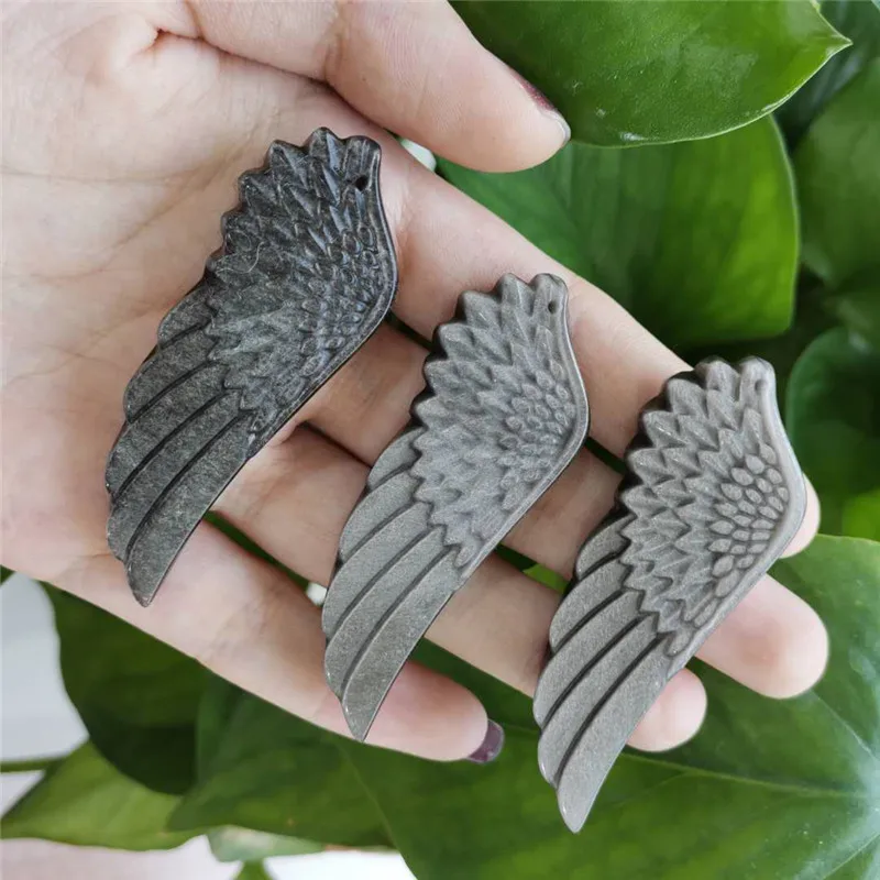 Подвеска из натурального серебряного обсидиана ручной работы на заказ кулон с