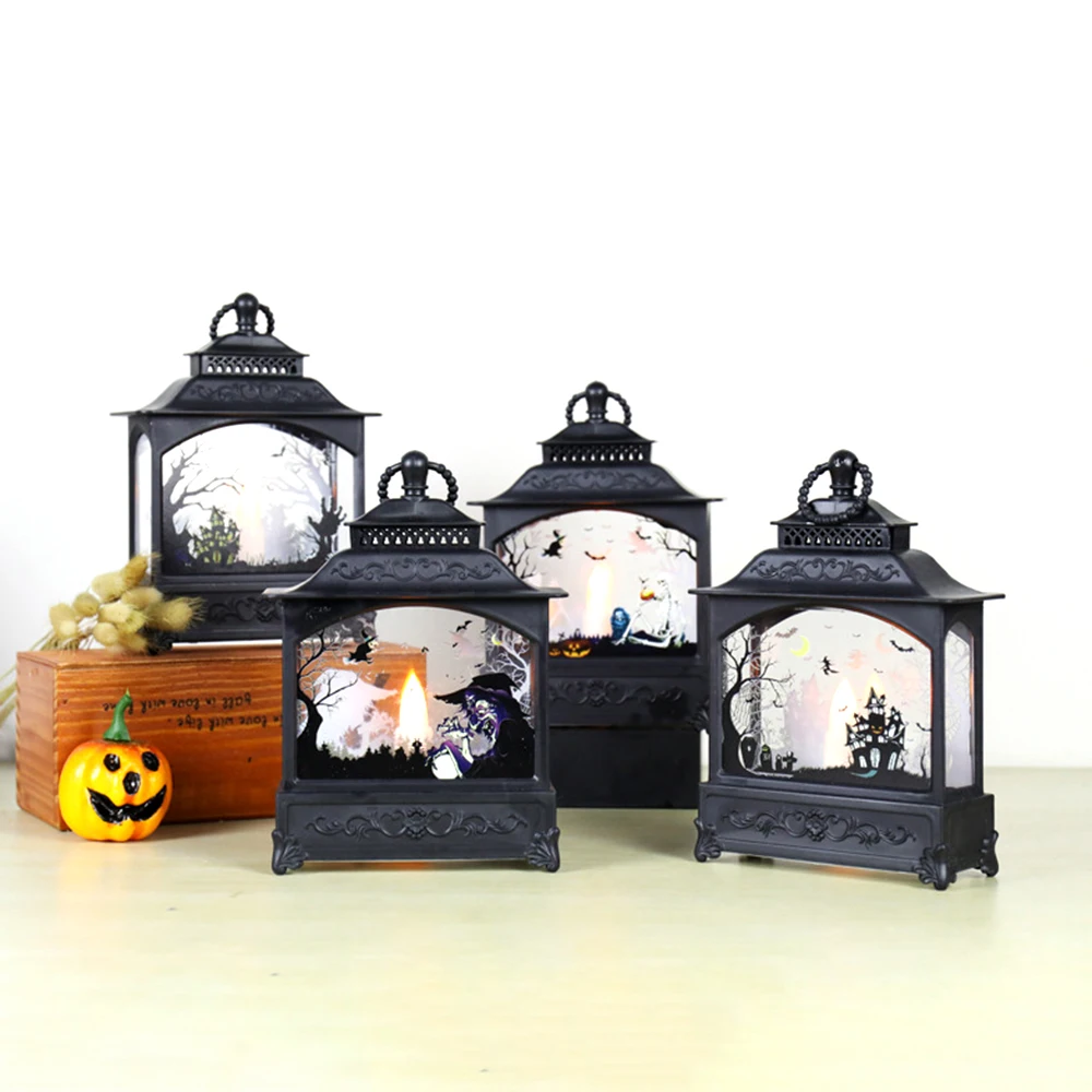 

Halloween Candle Lantern Vintage Style Handheld Candle Led Lamp Indoor Outdoor Party Centerpiece Decorative Hanging Light