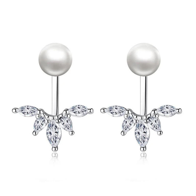 Серьги-гвоздики серебряные с листьями CY366 | Украшения и аксессуары