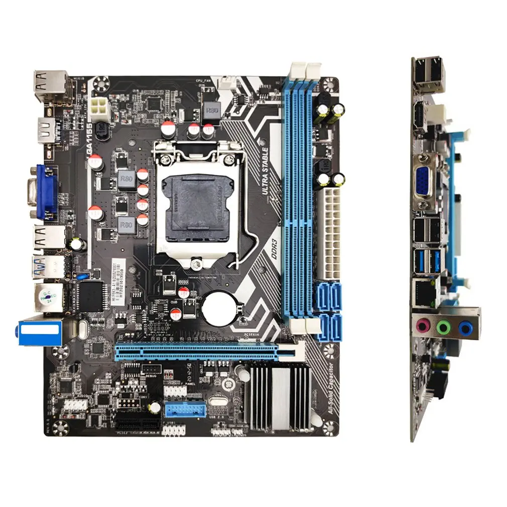 H61 LGA 1155 твердотельная материнская плата VGA + HDMI совместимая с двумя выходами для