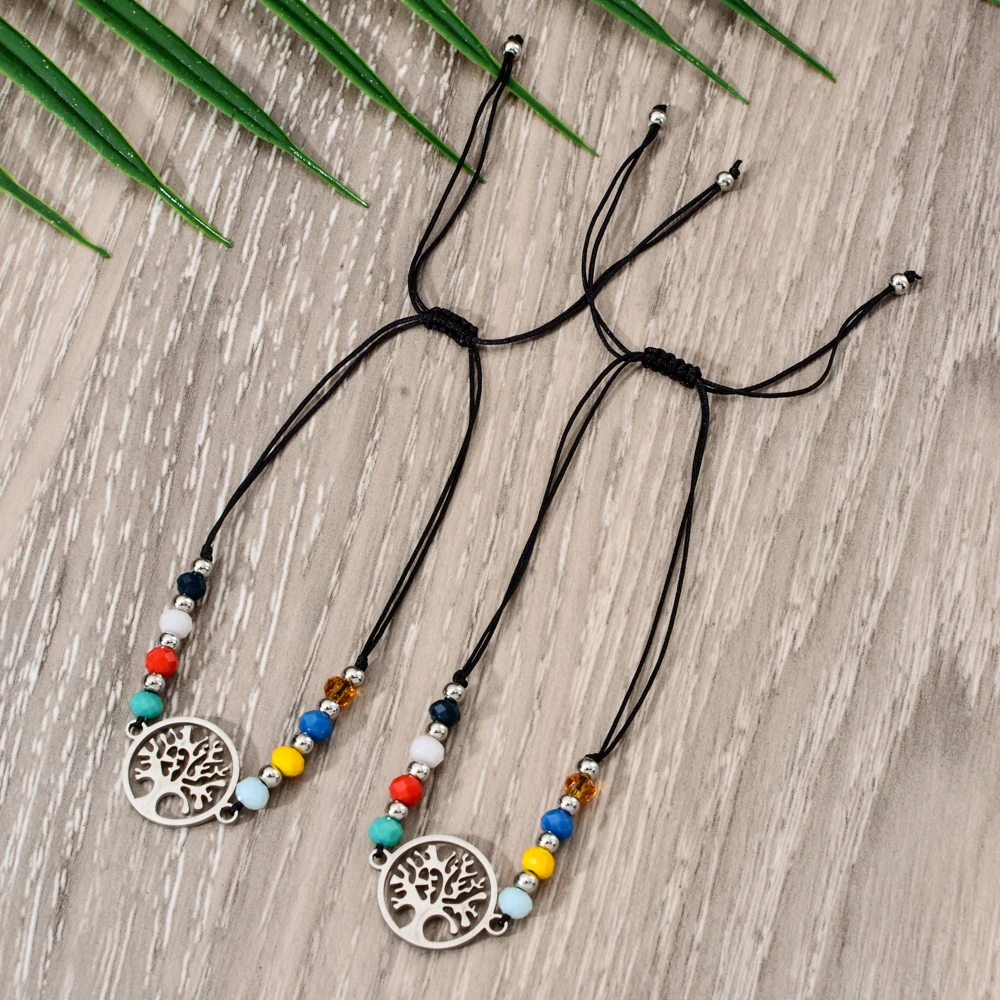 Женский браслет из нержавеющей стали с подвеской Древо жизни регулируемый