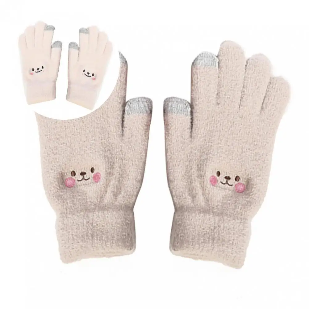 

Colorfast 1 Pair Useful Wear Resistant Touch Screen Gloves Eye-catching Plush Gloves Washable for Riding