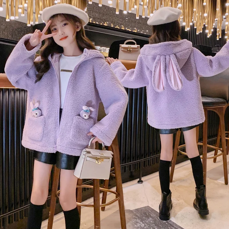 

Куртка утепленная для девочек, с бархатным утеплителем, 2022 фиолетовая, с бархатным утеплителем, зимняя, хлопковая, Школьная, рождественский ...