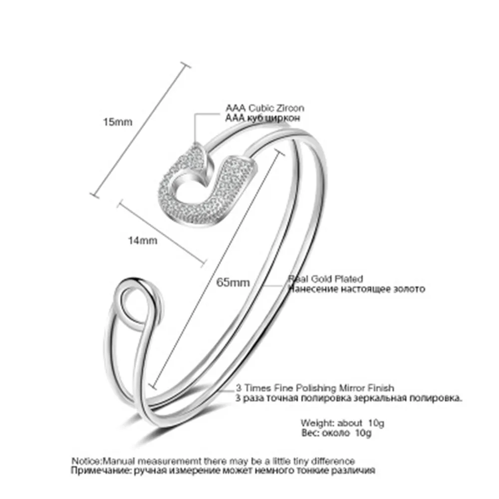 

LISM new copper inlaid zircon creative pin simple ladies open bracelet popular jewelry