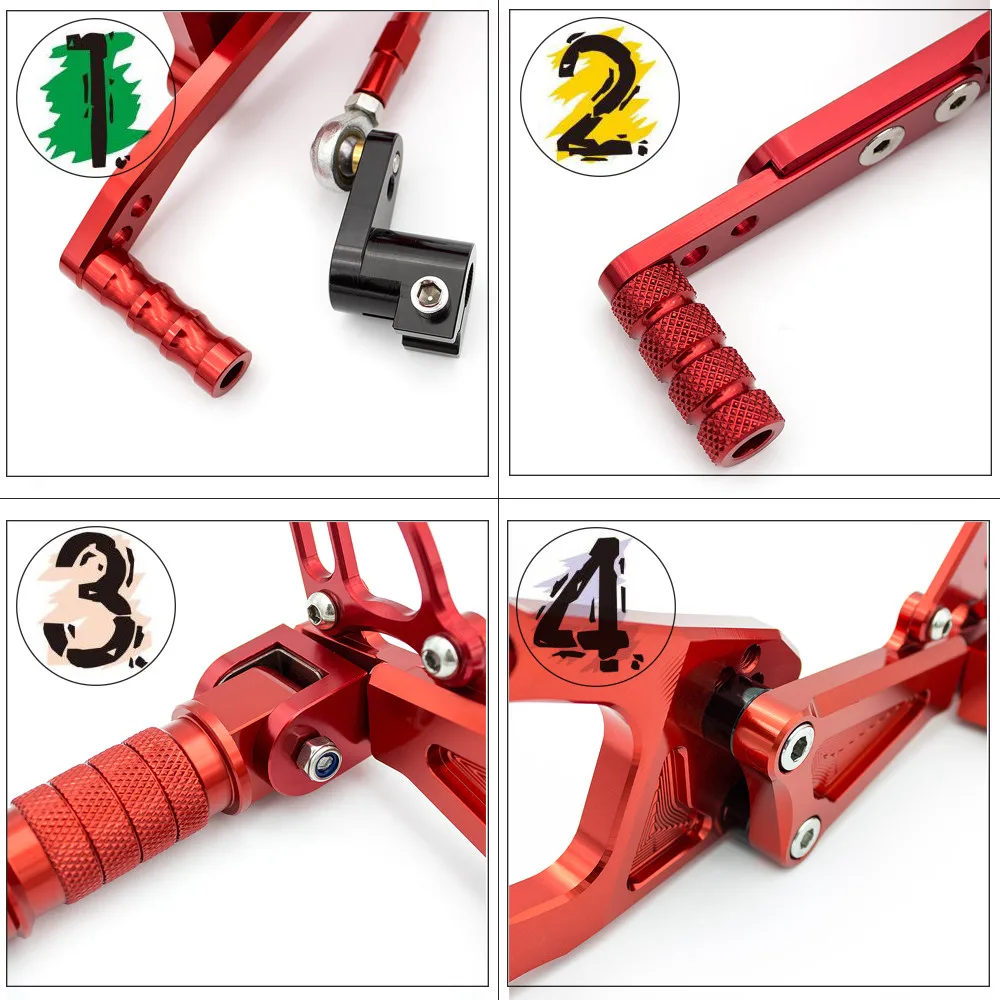 ЧПУ Алюминиевые Регулируемые задние комплекты колышки для ног Benelli TNT125 TNT 125 2016 2017