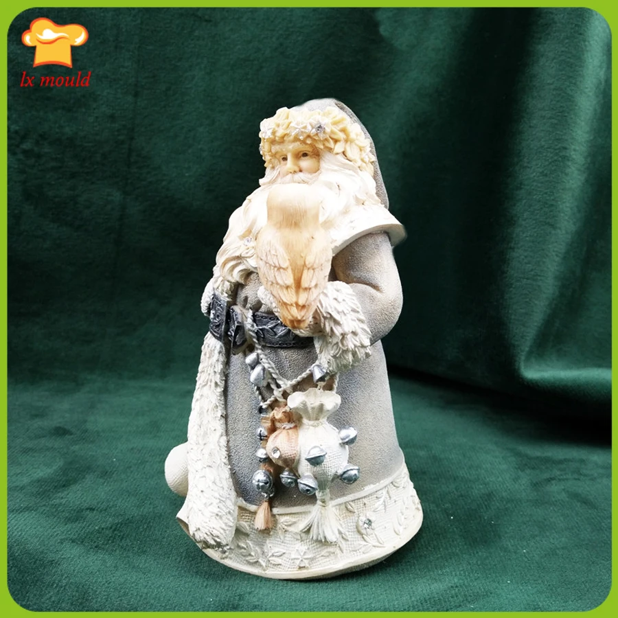 Hot Sale Santa Claus Silicone Soap Candle Mould Resin Clay Crafts Mold Old Man and Owl enlarge