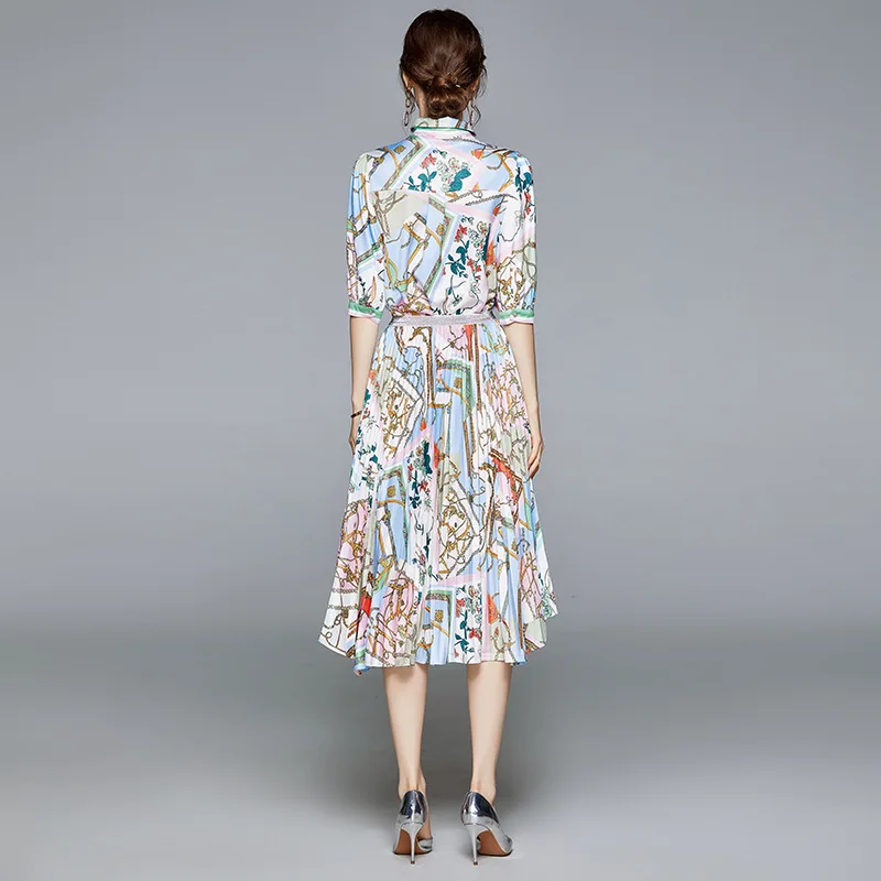 

European Station Summer New Asymmetric Stitching Printing Lace-up Suit