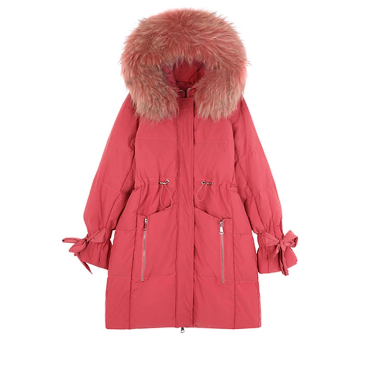 Женский пуховик с капюшоном черная свободная парка на 2021 белом утином пуху