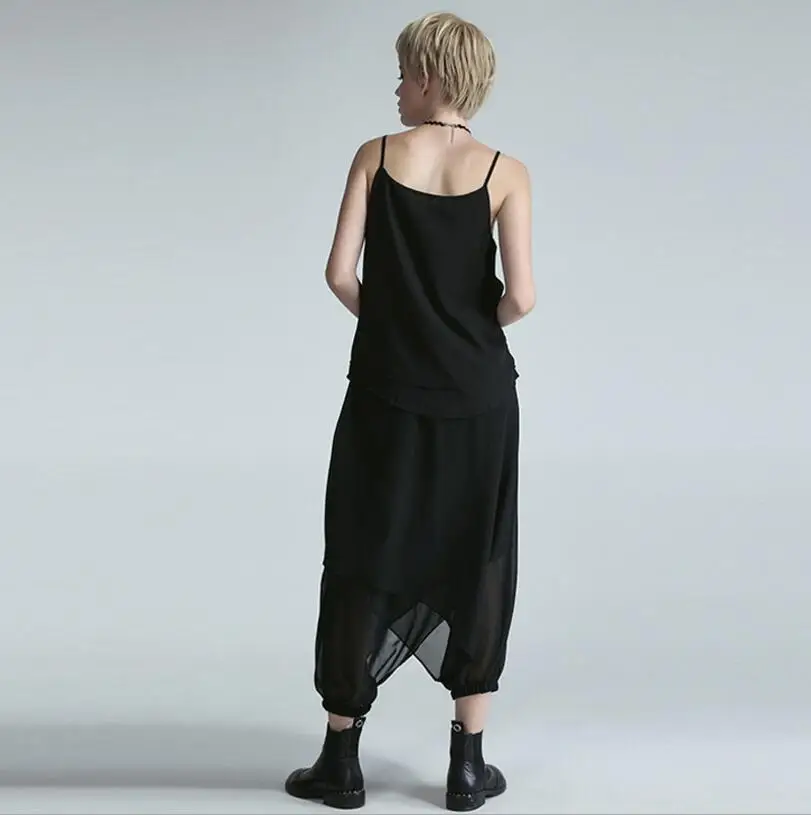 

Europe Summer New And The United States Loose Harem Pants Elastic Waist Wide Leg Black Large Size Women's Trousers