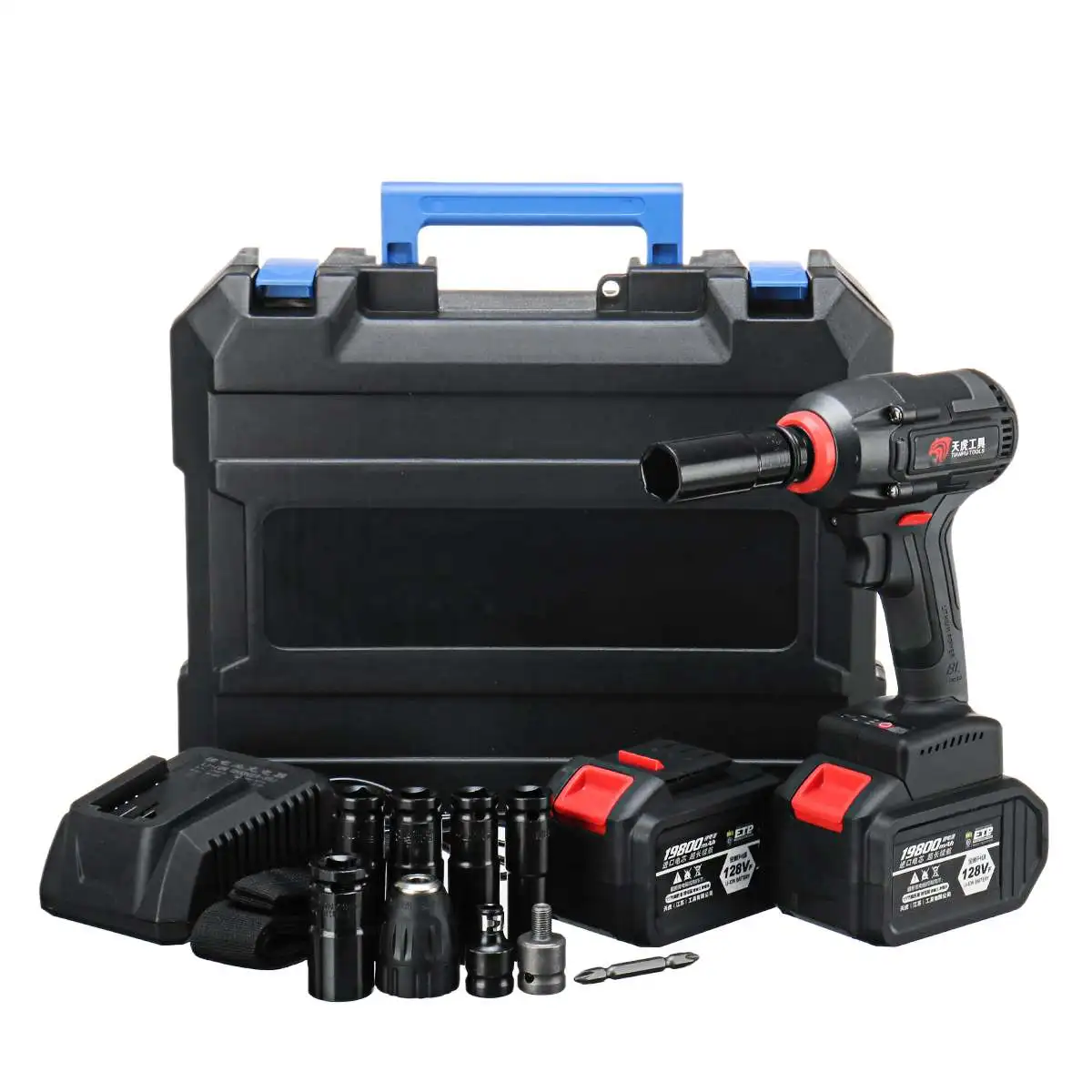 Double Battery 128VF 19800 мАч бесщеточный Аккумуляторный ударный электрический гайковерт 520 Н. М крутящий момент 1/" торцевой ключ электроинструмент для домашнего автомобильного колеса - Цвет: Double Battery