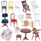 Новинка, миниатюрная мебель 27 стилей, белое деревянное кресло-качалка, стул, диван, сиденье из пеньковой веревки для 1:12, аксессуары для кукольного домика, игрушка