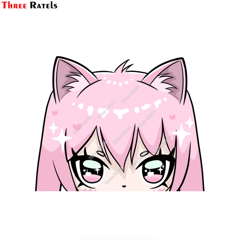 

Three Ratels E108 Cute Cartoon CYBER KITTY PEEKER Stickers For Bmw E90 Anti Scratch Film Vinyl Waterproof Material