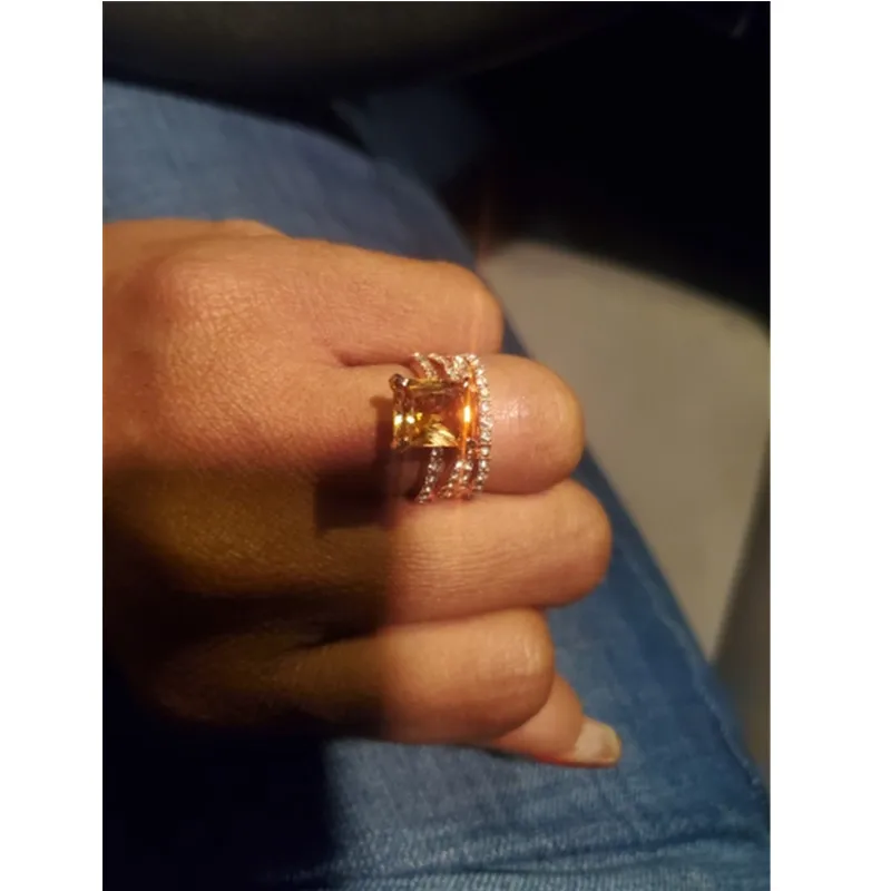 Женские свадебные кольца CC роскошное обручальное кольцо цвета розового золота с