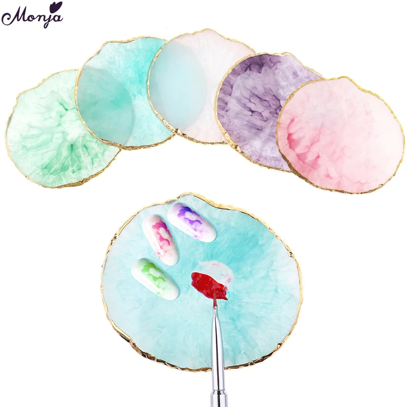 Камень Monja с круглыми золотыми краями из смолы акриловый УФ гель для дизайна