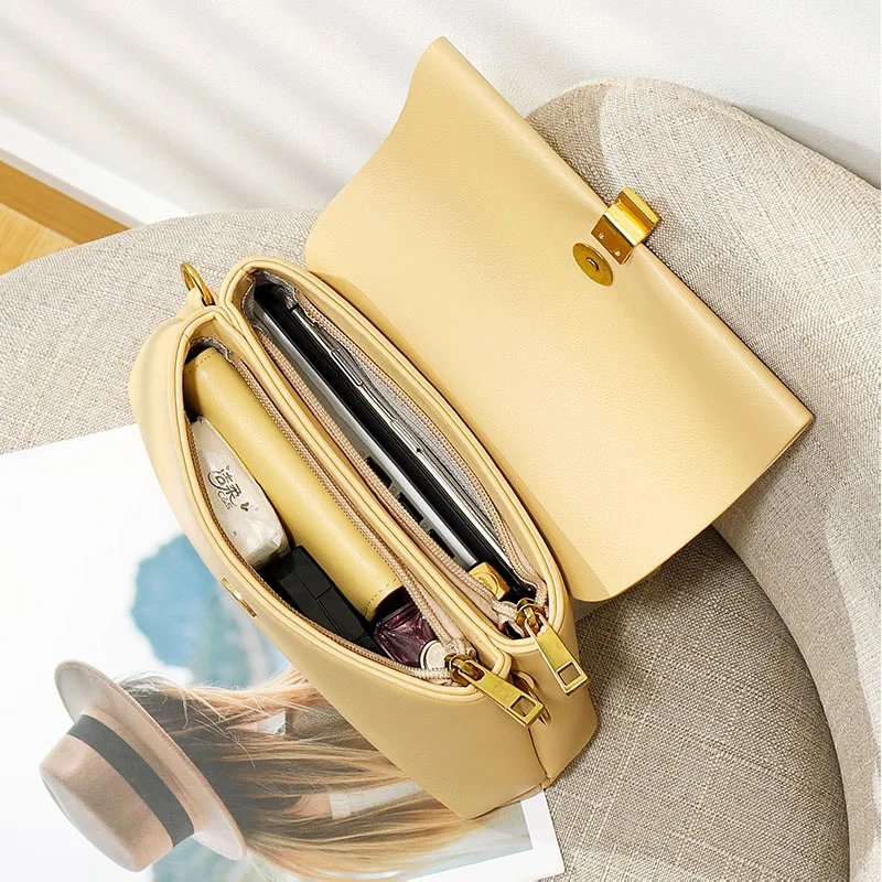 New Fashion Chain Ladies Shoulder Bag for Women Small Solid Color PU Leather Flap Handbags Female Designer Travel Crossbody Bag