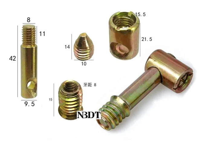 M8 10Pcs/lot M6 M8 Furniture Bed Fastener Connecting Dowel Bolt Barrel Nut Fixing Hex Socket Grub Screw - Цвет: M8
