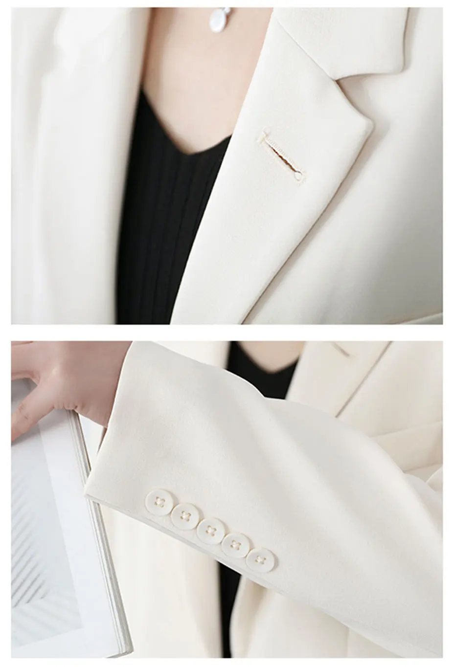 Casual Solid White Blazer Long Sleeve Women Blazers and Jackets Notched blazer mujer blaser feminino Suits Coats Female