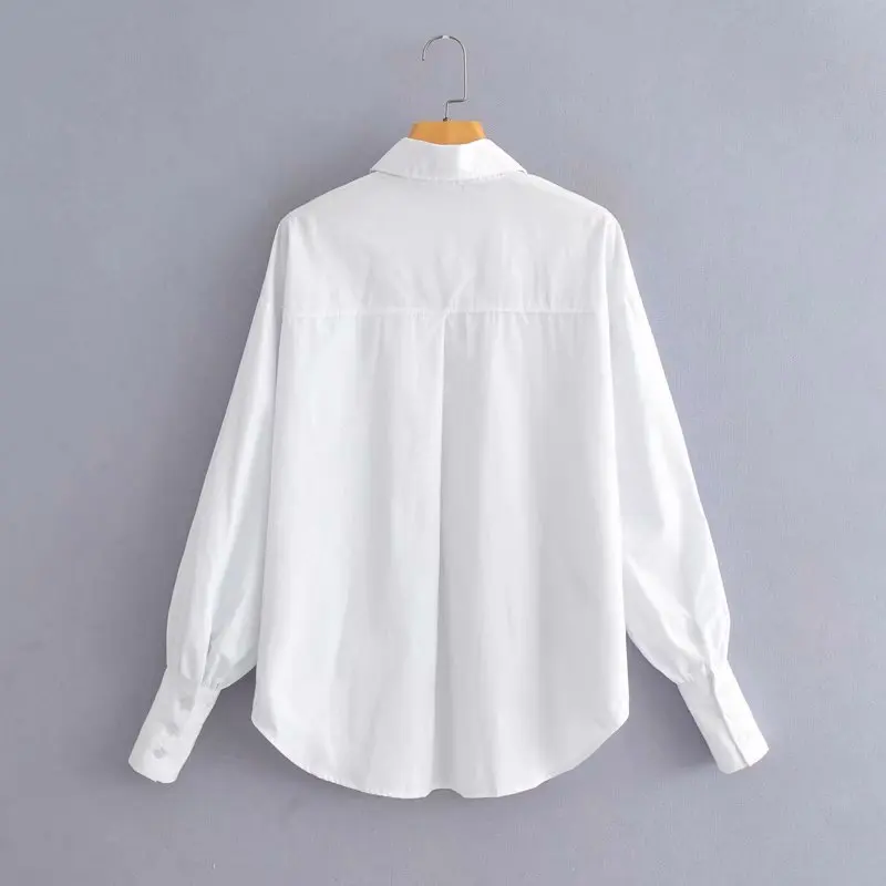 

Sukibandra 2021 Spring White Cotton Long Sleeve Casual Women Shirt with Pocket Office Female Korean Oversized Loose Top Shirts