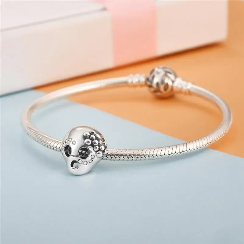 DALARAN New 925 Sterling Silver CZ Clear Skull Beads Charm Fit Bracelet Necklace Halloween DIY Jewelry Making Accessories | Украшения и